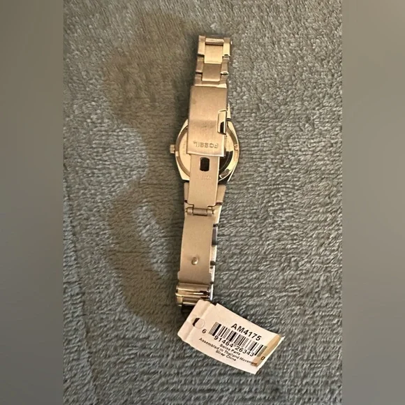 NWT (no box) Fossil Colleague Watch Women Silver Tone w/ Date Pink dial  6.25" - Picture 3 of 5